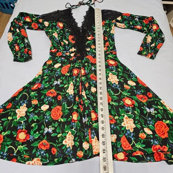 By Anthropologie Lacy V-Neck Mini Dress Women Size 4 Black - Picture 11 of 14